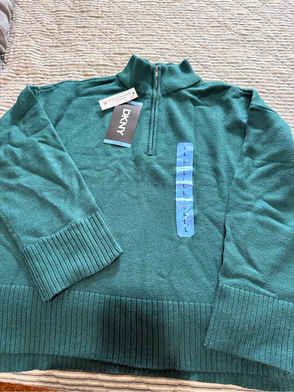 DKNY Teal Zip-Neck Men’s Sweater